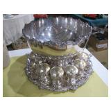 large silver punch bowl set>
