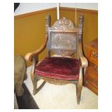 carved back arm chair rocker>