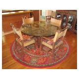 impressive 60in glass top dine table, 6 chairs