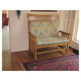 highback mission oak hall seat