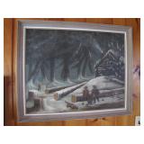 oil on canvas unsigned folkart painting >