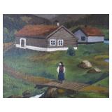 with woman crossing bridge >