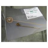14k gold saphire stick pin