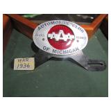1936 AAA license plate badge