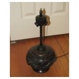 nicely patina-ed brass dragon lamp>