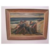 vintage folkart oil on artist board>