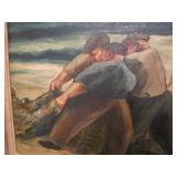 men pulling fish net>