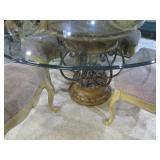 and wrought iron accented base