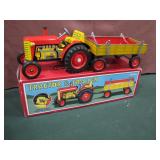 keywind tin tractor w/box
