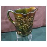 Emerald Green Northwood carnival glass pitcher>  