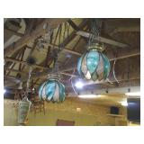 slag glass tulip hanging lights