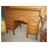 low D shape oak roll top desk>q