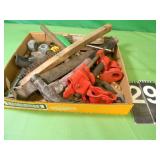 Flat Of Tools With Red Clamps & Hammer