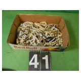 Flat of Costume Jewelry With Pearl Tone Necklace