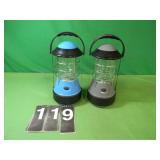 2 Plastic Lanterns 10" Tall Battery Operated
