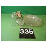 Candle Holder & Assorted Other Glassware