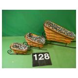 Longanberger Christmas Basket Set Of 3 1999- Longanberger Christmas Basket Set Of 3 1999-