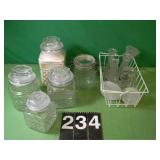4 Apothecary Jars & Bud Vases 4 Apothecary Jars & Bud Vases