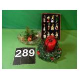 Glass Holiday Basket - Avon Ornaments - Ceramic- Glass Holiday Basket - Avon Ornaments - Ceramic-