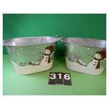 2 Tin Christmas Tubs 9 1/2' T X 14' L X 10' W 2 Tin Christmas Tubs 9 1/2' T X 14' L X 10' W
