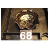 Carnival Glass Footed Bowl 9" Fluted