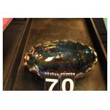 Carnival Glass 12" Oval Footed Bowl