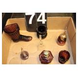 6 Amethyst Glass Collectables (Clear Bell)