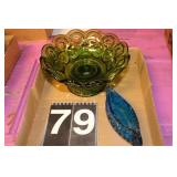 Green Coin Glass ~ Blue Canoe