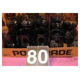 Blue Glasses with Etched Flowers