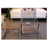 Wrought Iron Lawn Chair and Side Table