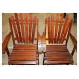Pair of Wooden Lawn Chairs