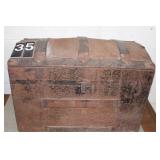 Old Wood and Metal Trunk 19" X 28" X 16" ~