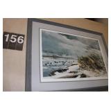 36" X 25" Winter Blue Bill Ducks Picture