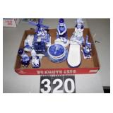 Flat of Blue and White Ceramic Pieces