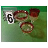 Ruby Red Indiana Glass Candy Dishes - Ruby Band-