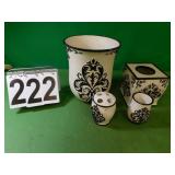 Ceramic Bath Trash Can - Tissue Holder - Cup -