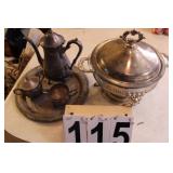 Silver Plate ~ Teapot ~ Tray ~ Chafing Dish