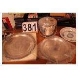 Group of Silver Plate Items ~ Aluminun Ice Bucket