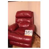 Pair of Red Leather Recliners (Needs Repair)