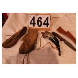 Powder Horn ~ knife ~ Moccasins