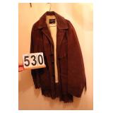 Brown Leather Fringed Jacket Size 46