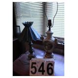 Pair of Lamps one is Leaded Glass