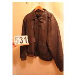 XXL Brown Leather Bomber Jacket
