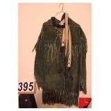 Green Leather Fringed Jacket and Pants