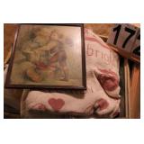 Box with Linens and Old Pictures