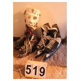 2 Pair of Hockey Skates ~ Goalie Mask