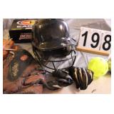Tote of Softball Equipment ~ Gloves ~ Balls ~