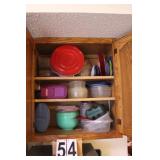 Cabinet with Tupperware and Plastic Ware