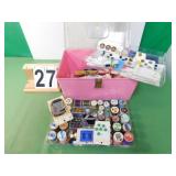Plastic Sewing Box W/ Contents