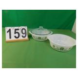 Glass Bake Casseroles - 1 Lid Small Chip In Each